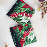 Christmas Cottage Tea Towel - Navy
