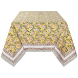 Clematis Block Print Tablecloth | 90 x 60 inches