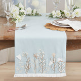 Blue Embroidered Meadow Table Runner