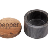 Marble Salt and Pepper Pot With Wood Lid