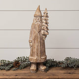 Carved Santa Holding Tree Figurine