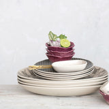 Stoneware Dish w/ Embossed Flowers
