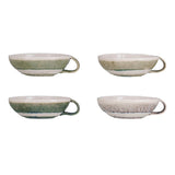 Stoneware Bowl w/ Handle & Stripes