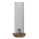 Mango Wood Taper Holder with Hammered Glass