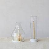 Glass Hurricane with Marble Base