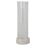 Glass Hurricane with Marble Base Taper Holder