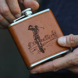 Golf Leather Hip Flask
