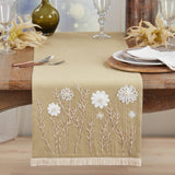 Green Embroidered Floral Table Runner
