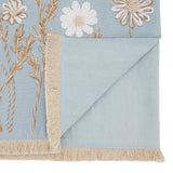 Embroidered Floral Decorative Table Runner | Blue