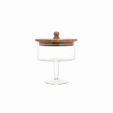 Pedestal Glass Jar with Wood Top