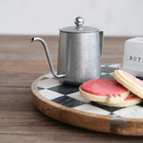 Mango Wood & Marble Check Lazy Susan