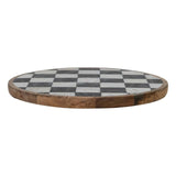 Mango Wood & Marble Check Lazy Susan