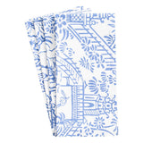 Pagoda Toile Cotton Dinner Napkins in Blue & White - Set of 4