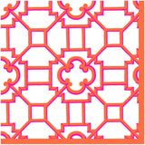 Garden Trellis Cloth Dinner Napkin in Fuchsia & Orange - 4 Napkins Include Per Set