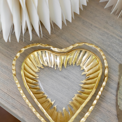 Glass Heart Tidbit Tray