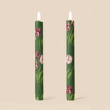 Heritage Tulip Flameless LED Wax Candles - Moss Green