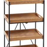 Natural Wood Inlay 4-Tier Shelf