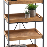 Natural Wood Inlay 4-Tier Shelf