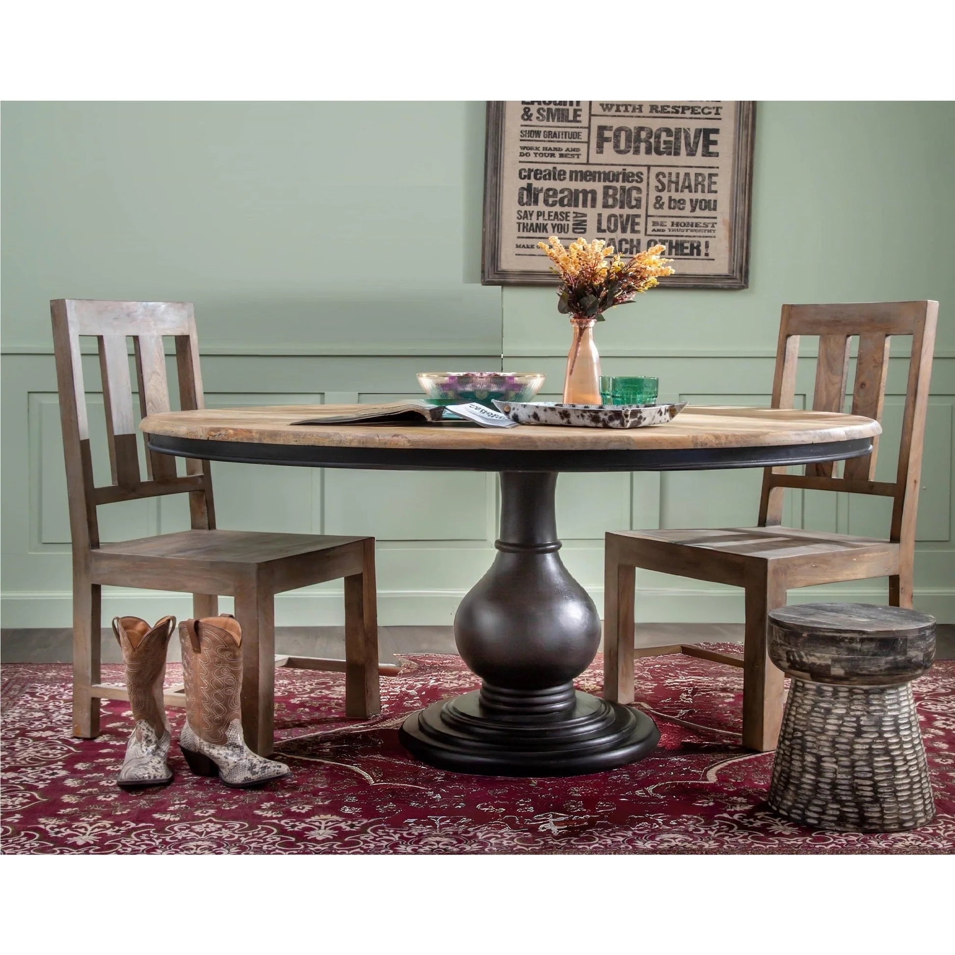 Black Wooden Pedestal Dining Table