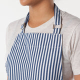 Narrow Royal Blue Stripe Cotton Chef's Apron