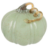 Seafoam & Gold Speckled Glass Pumpkin