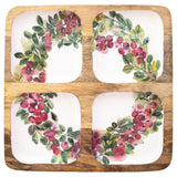 Cranberry Wreath 4 Sectioned Mango Tray