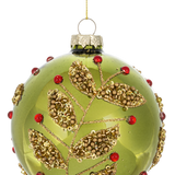 Glitter Holly Ball & Drop Ornaments