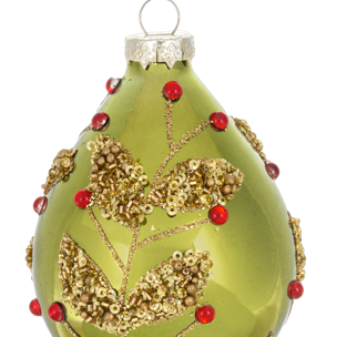 Glitter Holly Ball & Drop Ornaments