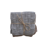 Square Cotton Blend Dish Towels w/ Weave Pattern, 3 Colors, Set of 3