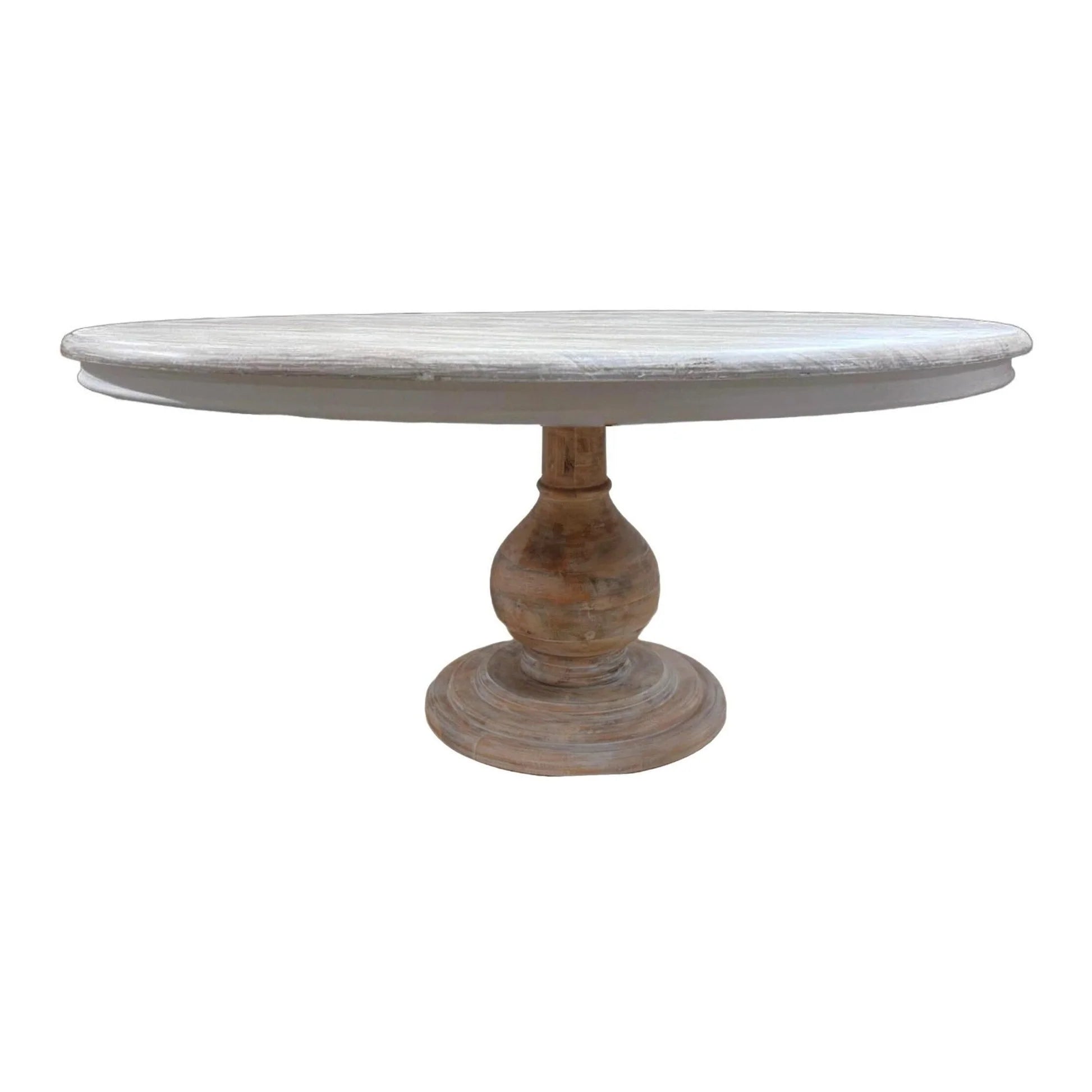 White Wooden Pedestal Dining Table