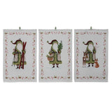 Cotton Slub Printed Tea Towel with Santa & Berries