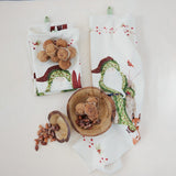 Cotton Slub Printed Tea Towel with Santa & Berries