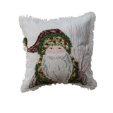 18" Square Cotton Slub Printed Pillow with Santa