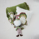 18" Square Cotton Slub Printed Pillow with Santa