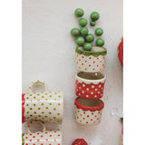 Hand-Painted Stoneware Container with Polka Dots & Scalloped Rim