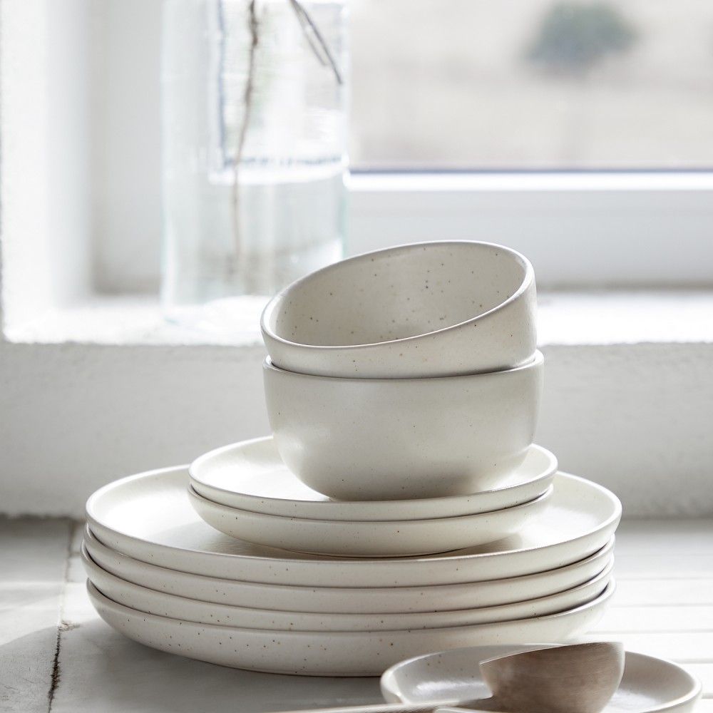 Ceramic Dinnerware White Ripple Dinner Set Best Sellers Textured