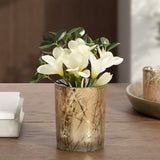 Branch Silhouette Etched Gold Mirror Hurricane Vase