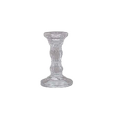 Clear Molded Glass Taper Holder, 4"