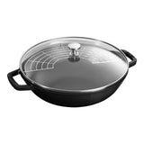 Cast Iron Wok with Glass Lid 12"
