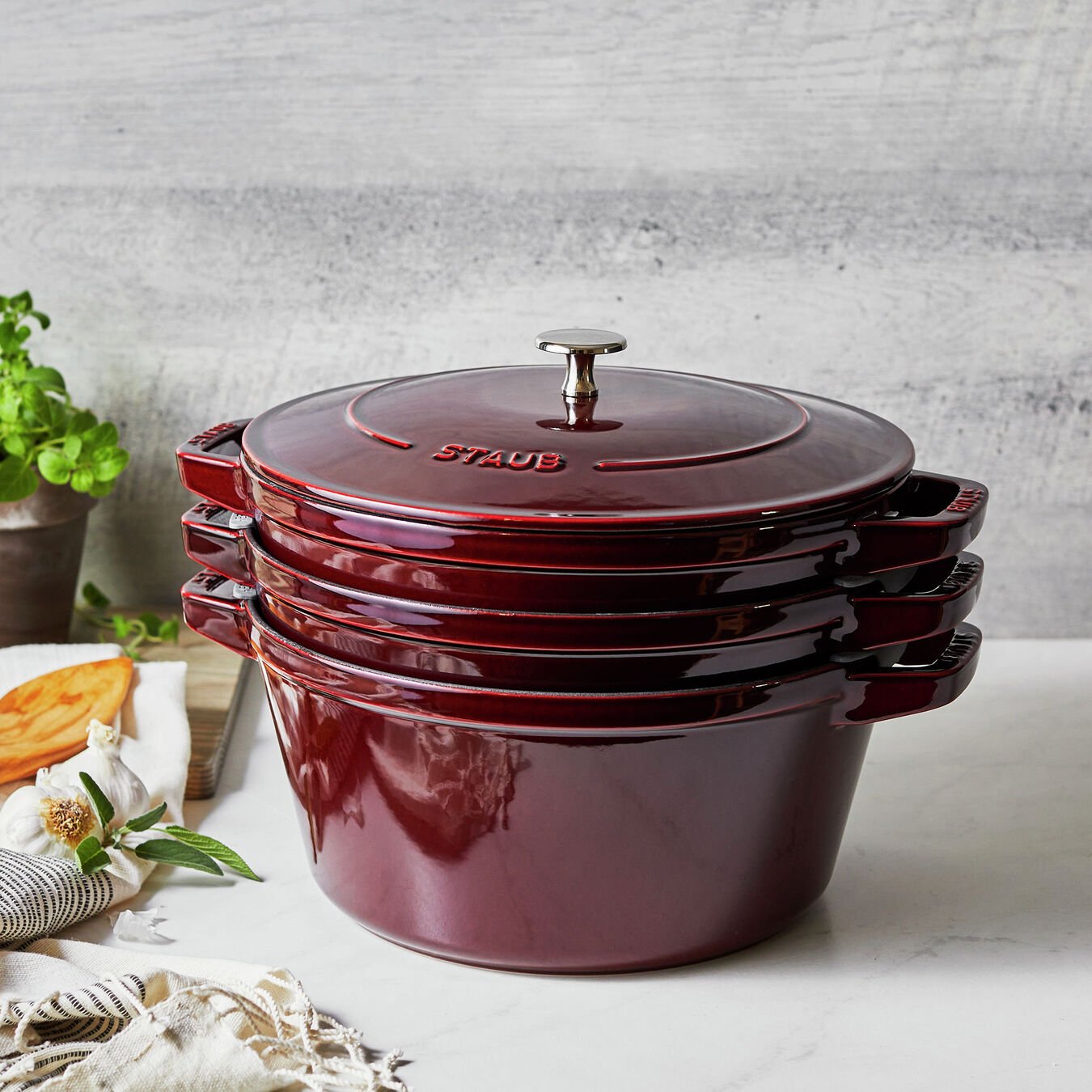 La Cocotte Stackable Set , 4 Piece | Round | Cast Iron
