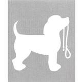 White Dog with Leash Swedish Cloth Grey