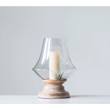 Hand-Blown Glass and Wood Hurricane