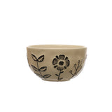 Stoneware Bowl w/ Embossed Flowers