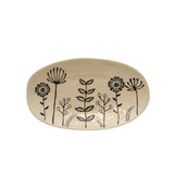 Stoneware Platter w/ Embossed Flowers