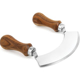 Acacia wood mezzaluna with stainless steel blade