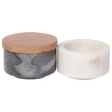 Salt Cellar Marble White+Slate Set/4 Element Plates Bundle